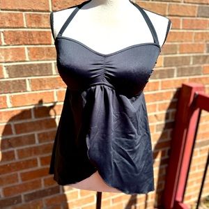 Venus black halter tankini top with straps. Size 10.